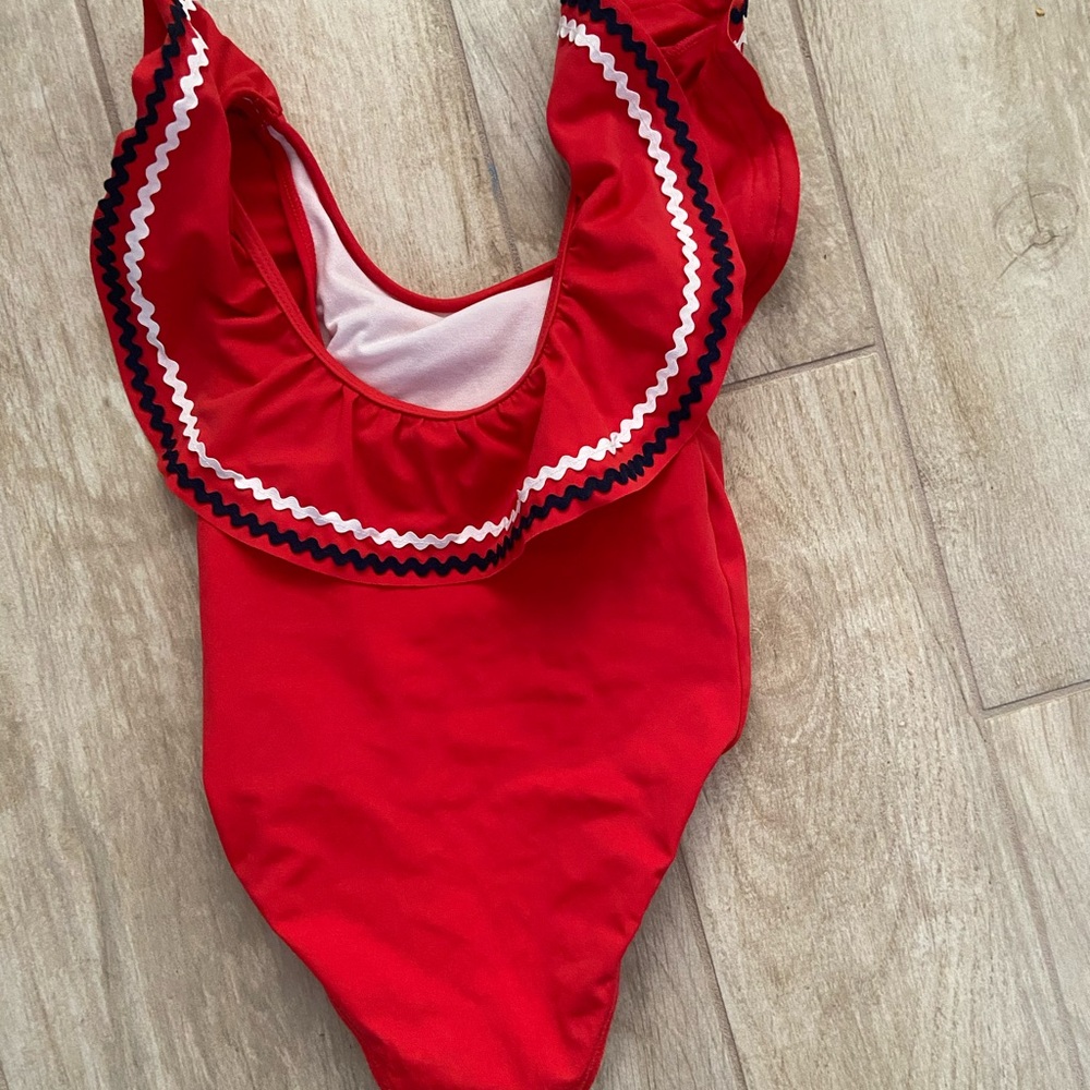 Janie And Jack Red Ruffle 4th Of July One Piece Bathing Suit Size 4T - Picture 4 of 6